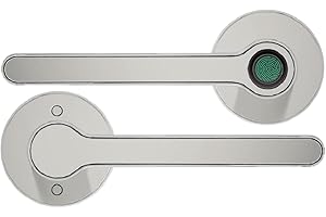 Blusafe Fingerprint Internal Door Lock, Biometric Smart Door Handle, 50 Fingerprints, 2 Backup Keys, HMO/Student Houses, Bedrooms, Home Office Locks (Rose, Chrome)