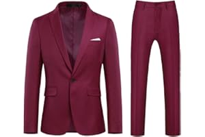 Allthemen Traje de Hombre de 2 Piezas Monocolor con un botón y Abertura en la Parte Trasera (Blazer + Pantalones)