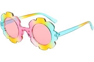 COMFORSO Kids Sunglasses Cute Round Flower Glasses Sunflower Shaped Party Glasse for Kids Photo Props Summer Beach Party Accessory 3-12 Years