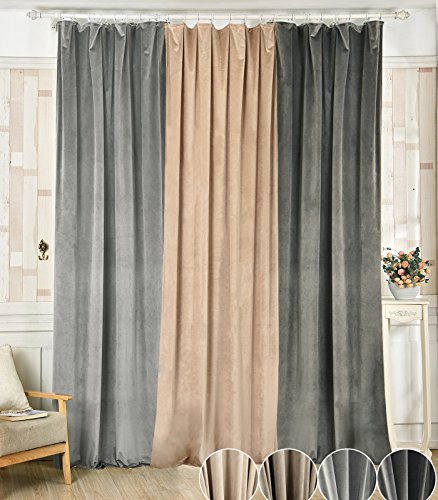 WOLTU® #491 Gardinen Vorhänge blickdicht mit Kräuselband , ULTRA schwere beflockte Thermogardine Verdunkelungsgardine , Plüschvorhang Verdunkelungsvorhang , 135×245 cm , Dunkelgrau - 7