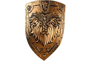 Proumhang Kid's Prince & Gladiator Shield Set - Gold & Silver, Roman Toy Shield Fancy Dress Costume Accessory