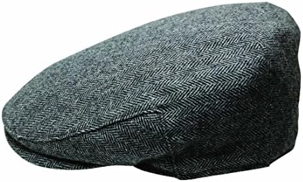 Quiet Man Collection Grey Herringbone Wool Cap Premium Quality 