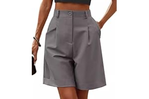 Cozyan Pantaloncini Bermuda da Donna Estivi Casual Traspirante Pantaloni Corti con Tasche Leggero Pantaloncini da Donna Stile Bermuda Casual Elasticizzati a Vita Alta Gamba Larga