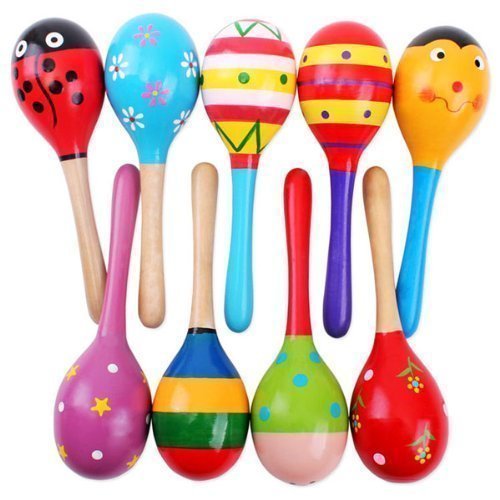 YQing 1 Pcs Egg Shaker Kids Wooden Maracas Rattle Shakers Musical Educational Toys(Random Color Pattern)