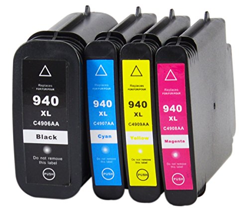4 Druckerpatronen mit CHIP und Füllstandsanzeige kompatibel für HP 940XL C4906AE C4907AE C4908AE C4909AE - 2