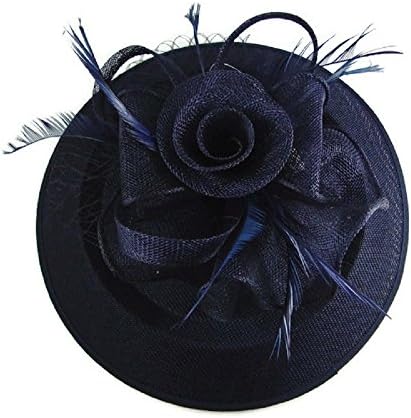 Signature Navy Blue Circular Woven Sinamay Flower Hat Fascinator