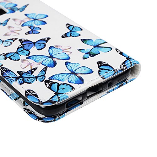 Badalink Case für Huawei P10 Lite PU Leder (TPU innere Schicht) Tasche Flipcase Gemalt Bunte Muster Schmetterling Design Schutzhülle mit Kreditkarteninhaber Kippständer Magnet-Schloss Handyhülle +Mehrfunktiona - 6
