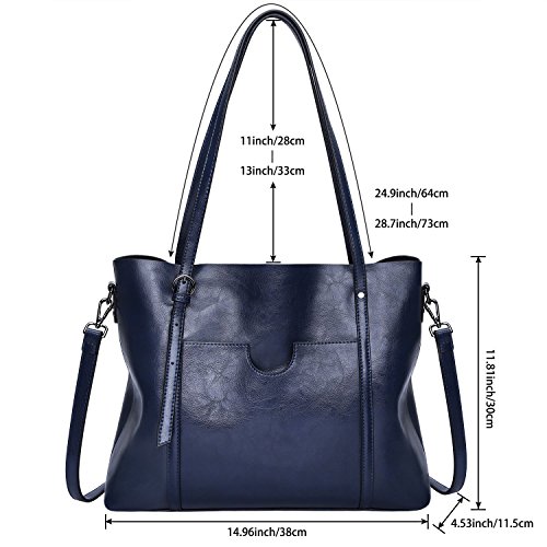 S-ZONE Damen Vintage 3-Way Echtes Leder Tote Schultertasche Handtasche Mode Handtasche Messenger Bag