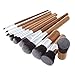 Tinabless 11pcs Make Up Brushes Set Cosmetic Professional Bamboo Brush Kits with Travel Bag + Makeup Sponge Puff