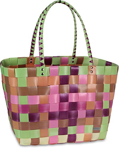 Einkaufskorb Shopper geflochten aus Kunststoff – robuster Strandkorb aus wasserabweisendem Material - 2