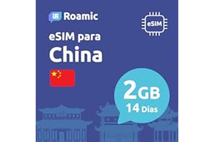 Roamic eSIM China para Viajeros - eSIM para China - Datos Móviles en 5G/4G y Conexión de Alta Velocidad (2GB - 14 Días)