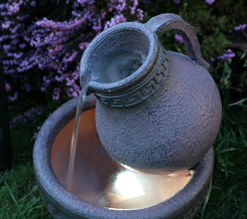Solar-Gartenbrunnen mit Terrakotta-Effekt und LED-Beleuchtung - 3