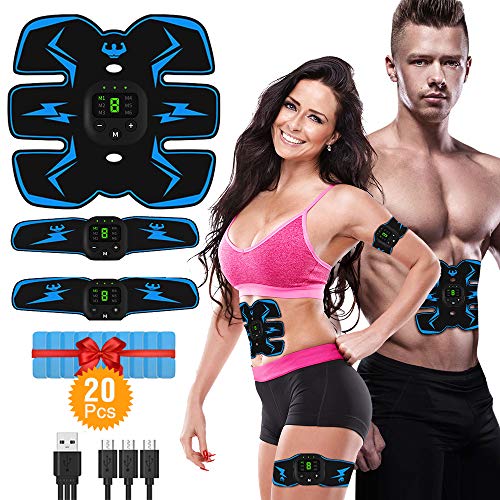 VICTOOM EMS Stimolatore Muscolare, Addominale Tonificante Cintura ABS, Trainer Wireless Portatile per Addome/Braccio/Gamba per Uomo o Donna