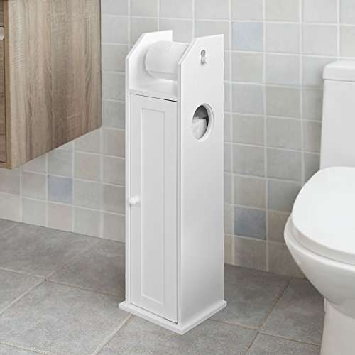 SoBuy® Freistehend weiß Toilettenrollenhalter, Badregal, Standschrank, Seitenschrank, FRG135-W - 7