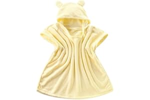 Fangehong Serviette de Bain Extra-Douce Enfant avec Capuche, Peignoir Cape de Plage Bébé, Serviettes de Douche Poncho 70x80cm pour Filles Garçons 0-8 Ans (A)