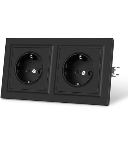 SIMON - Schuko-Einbaudose, Serie Simon 10, 250 V, 16 A, flache und dünne Wandsteckdose, einfach zu installieren, inklusive Rahmen, Deckel und Mechanismus, weibliche Steckdose, Weiß