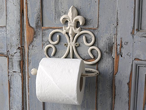 Toilettenpapierhalter Papierrollenhalter Metall antik- weiß Shabby-Chic Lilie WC