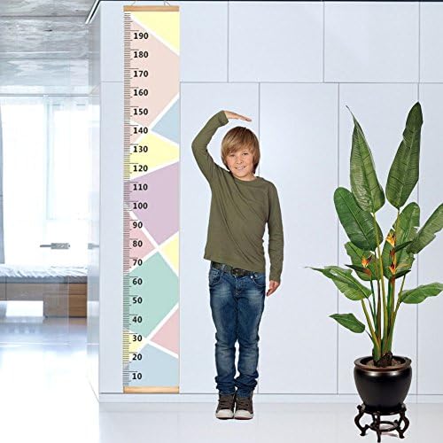 YiCoo Kids Height Chart Nursery Growth Chart Colorful Canvas Wall Hanging Measuring Rulers Tape for Baby Infant Kids Toddlers Boys Girls Room Decoration 7.9” x 79”(Macaron Mixed))