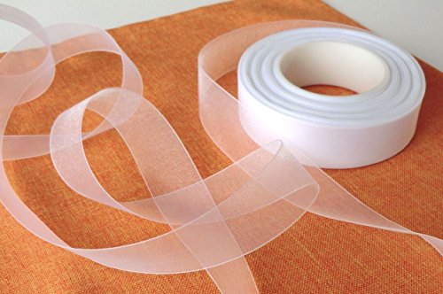 SCHLEIFENBAND Organza 50m x 25mm weiß weiss Organzaband Geschenkband DEKOBAND Hochzeit Antennenband