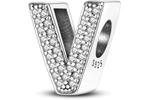 TINSLO Charm Anhänger Damen Buchstabe A-Z für Armband 925 Sterling Silber Charms Beads passend für Pandora Armband und Halskette, Kompatibel mit Europäischen Armbänder für Frauen Mädchen