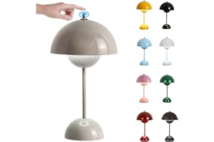 O·Lankeji LED Flowerpot Tischlampe Kabellos Akku, Touch Dimmbar Tischleuchte Pilz Lampe ​mit 3 Helligkeitsmodi, Dekorative Nordeuropa Schreibtischlampe für BüRo, Bars, Wohnzimmer, Schlafzimmer