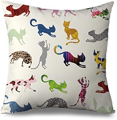 Trendy Animal Cat Decorative Pillow Cases for Kids Kawaii Toddler Pillow Cover with Zipper Standard Size Cushion Cover for Sofa and Couch Home Decor Pillow Sham 18x18"