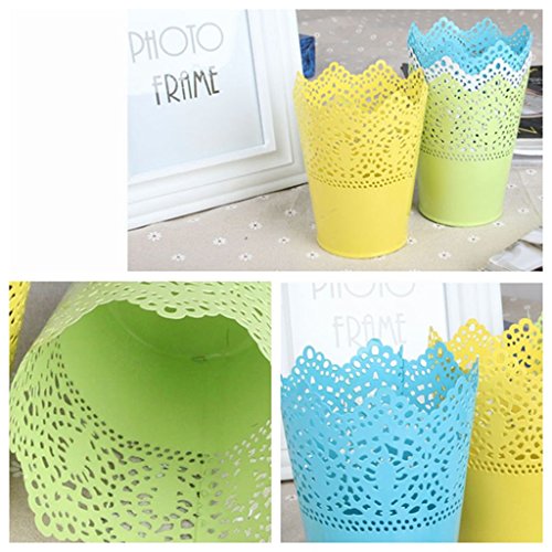 Metall Schneiden Pflanze Vase Topf Stift Make-up Bürstenhalter Schreibtisch Ordentlich Organizer Veranstalter Aufbewahrungskorb – Weiss - 4