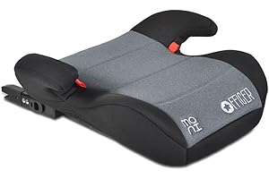DERMODIVA MO.NI Seggiolino Rialzo Auto Isofix, Alzatina Auto Bimbi Isofix per bambini 6-12 anni, 125-150 cm, 22-36 kg, comodo e spazioso, seduta imbottita (grigio e nero)