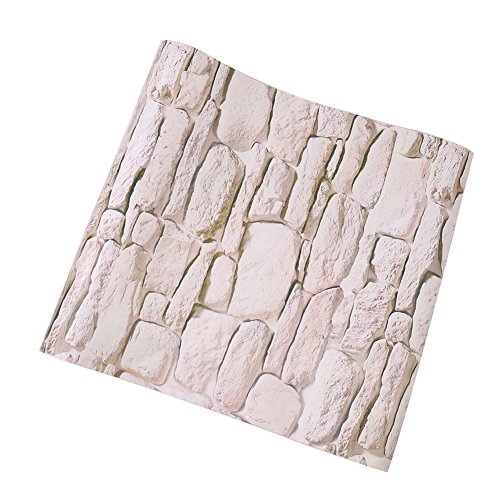 3D Ziegel-Tapeten, Selbstklebend einlese strukturiert PVC Brick Wall Paper Peel Steinblöcke für Cafe Bar Schlafzimmer Dekoration Brick Wallpaper 0.45X10m (Stone Brick)