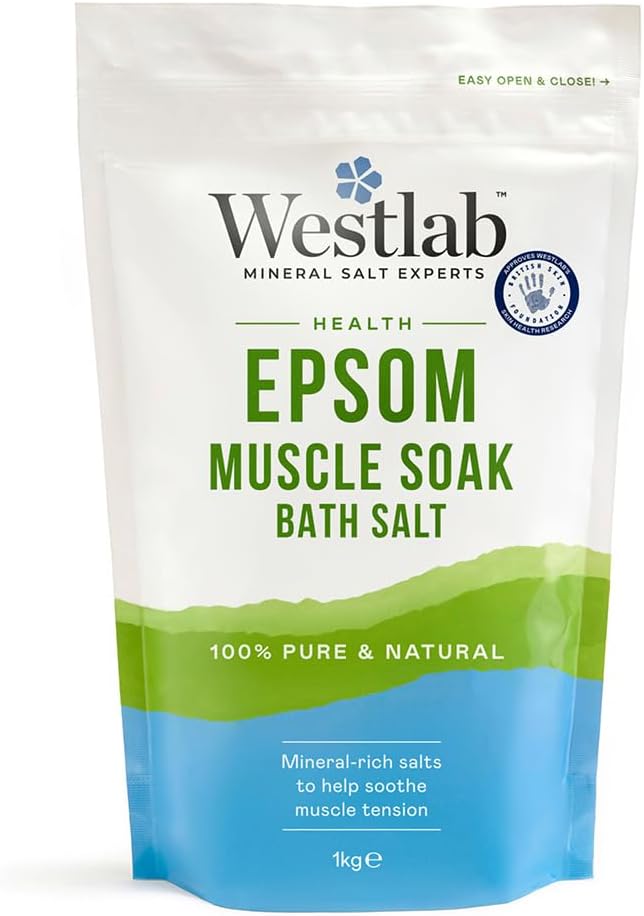 Westlab Reviving Epsom Salt | 1kg Resealable Pouch | Pure and Unscented, Pack of 1