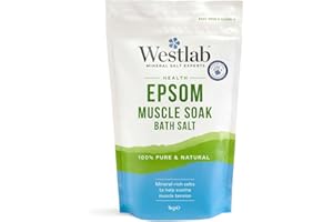Westlab - Reviving Epsom Salt - 1kg Resealable Pouch - 100% Natural, Pure & Unscented Mineral Salts - Supports Sleep and Relieves Aching Muscles
