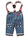M&Co Baby Girl Embroidered Adorable Bunny 3D Bows Themed Turn Up Trousers With Polka Dot Braces Denim 6/9 Mnths