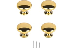 ShipeeKin 4x Gold Möbelknöpfe Schrankknöpfe verchromt Schrankknauf Schubladenknöpfe 30mm für Kommode, Kleiderschrank, Schublade, Schlafzimmer, Badezimmer, Küche, Büro usw.