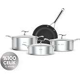 KARACA Plasma Steel 3ply 316+ 7 Par&ccedil;a Tencere Seti Ind