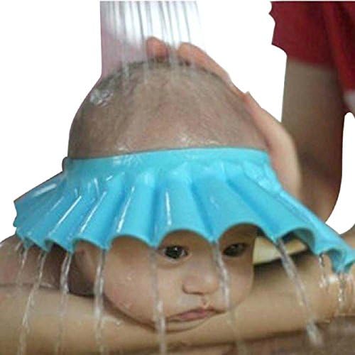 iBePro® Baby Safe Shampoo Shower Bathing Protection Soft Shower Cap Hat Wash Hair Shield For Children Kids to Keep the Water Out of Their Eyes &amp; Face (Blue)