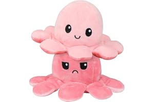 Zaloife Tintenfisch Kuscheltier, Doppelseitiges Flip Plüschtier, Octopus Plüschtiere, Stofftier Geschenk für Geburtstagsfeiern und Dekorationen (Pink)