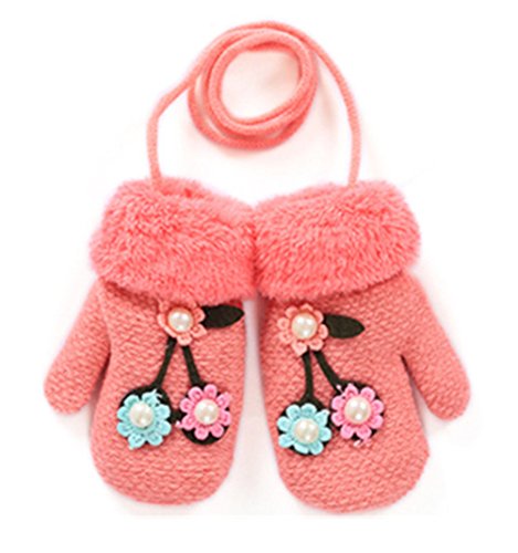 Moolecole Cute Flower Gloves Baby Boys Girls Toddler Children Kids Magic Mitten Gloves Pink