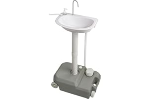 Montafox Lavandino da Esterno 21 L - Lavabo da Campeggio Mobile con Pompa a Pedale Dispenser Sapone e Porta-Asciugamani