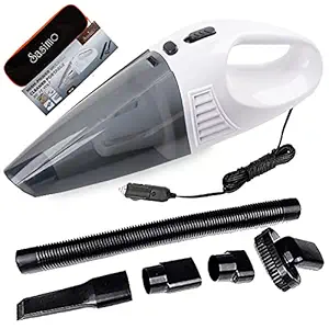 Car Vacuum Cleaner - Sasimo Plastic Powerful Portable & Corded High Power for Quick Car Cleaning, DC 12V, 120W 6000PA,White Cleaning Hand Held Vacuum Cleaner for Car
