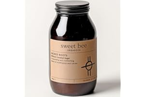 Sweet Bee Organics Sacred Roots Cacao Powder Drink – Chaga Mushroom Powder Maca Powder & Reishi Mushroom Powder Infused Chocolate Drink - Rich in Calcium Nourishing Chocolate Powder - Sugar Free