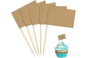 lohey 100PCS Kraft Paper Food Labels (3.5 * 2.5cm) Fruit Picks for Party Food, Cheese Plate & Cupcake Toppers, Cheese Label, Baby Shower Names, Fruit Salad