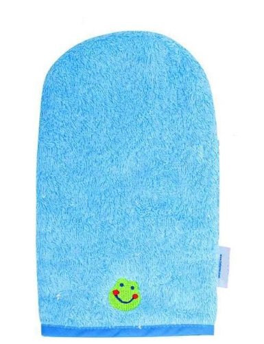 100% Cotton Wash Glove Hand Mitten Flannel -- Blue -- 0 m+