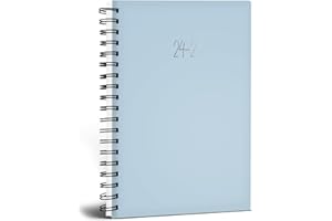 QUICKDRAW Academic Diary 2024-2025 A5 Week to View Mid Year Spiral Bound Pastel Colours Student Planner Casebound Organiser (Blue)