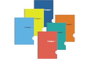 MAKRO PAPER Campus - Cuadernos A4 Cuadrícula Doble Raya 3,5mm, Tapa Dura, 80 hojas, Pack de 6 blocs perfectos para uso escolar, oficina y hogar, Colores Surtidos (6 unidades)