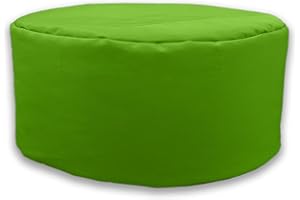 Kosiproducts Beanbag Ottoman Footstool Round Pouf Chair Pouffe Water Resistant 100% soft luxury Polyester (Lime Green 55x55x35)
