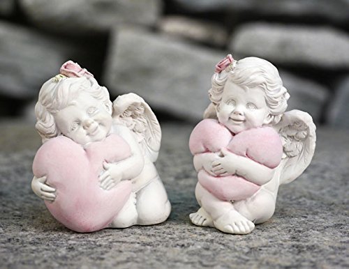 Engel 2er Set Schutzengel Glücksengel mit Herz Engelsfigur Engelfigur Figur