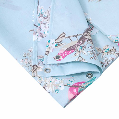 Alicemall Duschvorhang Bad Wasserdicht Anti-Schimmel Vorhang Blau 180cmx180cm (Vögel und Blumen) - 2