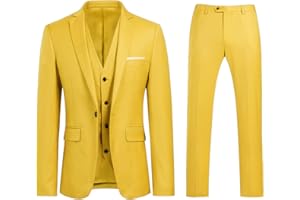 Allthemen Abito da Uomo 3 Pezzi Slim Fit Completo Formale da Matrimonio Un Bottone Giacca Gilet Pantaloni