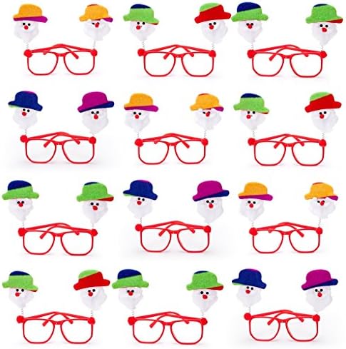 Christmas Party Eye Glasses Colorful Cute Plastic Santa Claus Costume Eyeglass Accessories for Kids Women Favors, 12 Pack