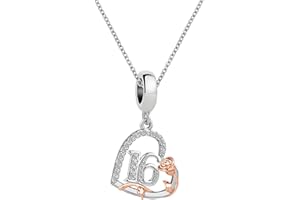 ZakiaHo 12 13 16 18 21 30 40 50 60 70 Birthday Necklace Heart Love Rose Flower Dainty Pendant Necklaces Womens Girls Christmas Jewellery Gifts